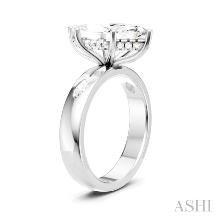 1/4 Ctw Akari Marquise and Round Cut Diamond Semi Mount Engagement Ring in 14K White Gold