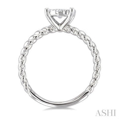 1/2 Ctw Lovebright Circular Shape Rope Textured Shank Round Cut Diamond Cluster Ring in 14K White Gold