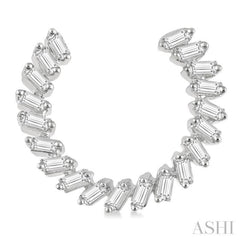 3/4 Ctw Graduated Baguette Diamond Hoop Earrings in 14K White Gold