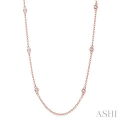 1/5 Ctw Round Cut Diamond Fashion Necklace in 14K Rose Gold