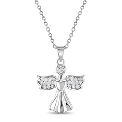 CZ Guardian Angel Kids Pendant Necklace