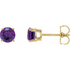 14k Yellow Gold Amethyst Studs