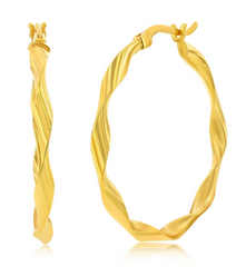 14K Yellow Gold, 32mm Twisted Hoop Earrings