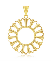 14K Yellow Gold Open Flower Necklace with 14k Diamond-Cut Mirror Chain