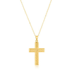 14K Yellow, Gold Filled (14/20) Lined Cross Pendant