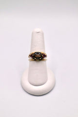 14k Yellow Gold Black Star Sapphire and Ruby Ring