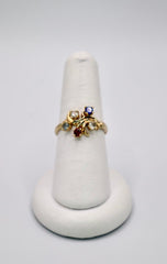 14k Yellow Gold and multi-colored stone ring