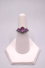 10k White Gold Pink Sapphire and Diamond Ring