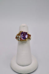 10k Yellow Gold Amethyst, Topaz, and Tourmaline Ring