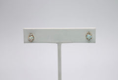 10k Yellow Gold Heart Shaped Synthetic Opal Earrings