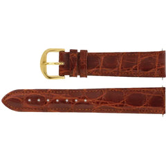 Crocodile Grain Calfskin Men's 18R Brown Watchband