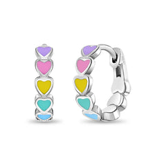Heart Cascade Girls Huggie Hoops