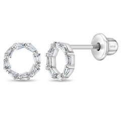 Gleaming CZ Round Girl Earrings