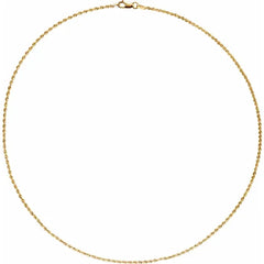 14k Yellow Gold Diamond Cut Rope Chain 18"