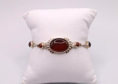 Sterling Silver Carnelian and Agate Bracelet