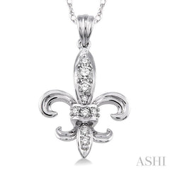 1/6 ctw Round Cut Diamond Fleur De Lis Pendant in 14K White Gold with Chain