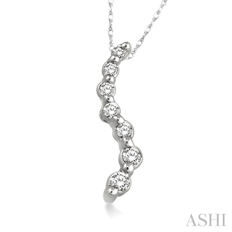 1/10 ctw Swirl Journey Diamond Pendant in 10K White Gold with Chain