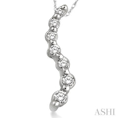 1/10 ctw Swirl Journey Diamond Pendant in 10K White Gold with Chain