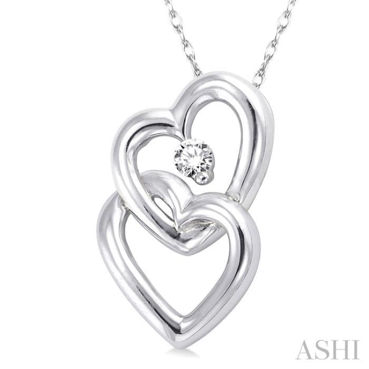 1/20 ctw Round Cut Diamond Pendant in 10K White Gold with Chain
