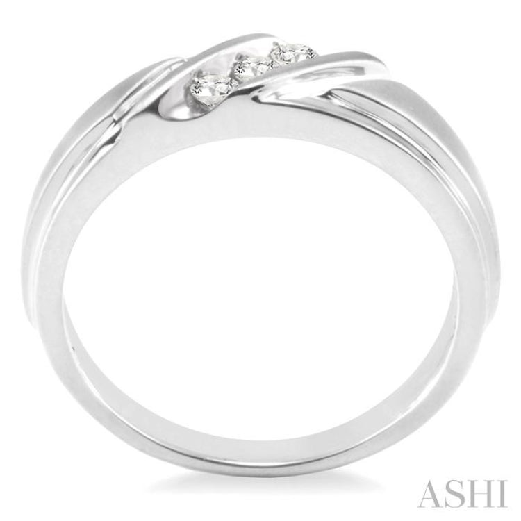 1/8 ctw Round Cut Diamond Men's Ring in 14K White Gold