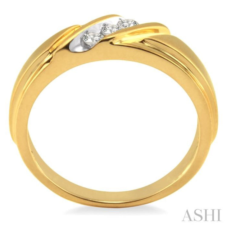 1/8 Ctw Round Cut Diamond Men's Band in 10K Yellow Gold