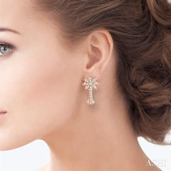 1/4 ctw Round Cut Diamond Palm Tree Earrings in 14K Rose Gold