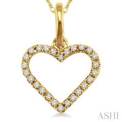 1/10 ctw Round Cut Diamond Heart Shape Pendant in 14K Yellow Gold with Chain