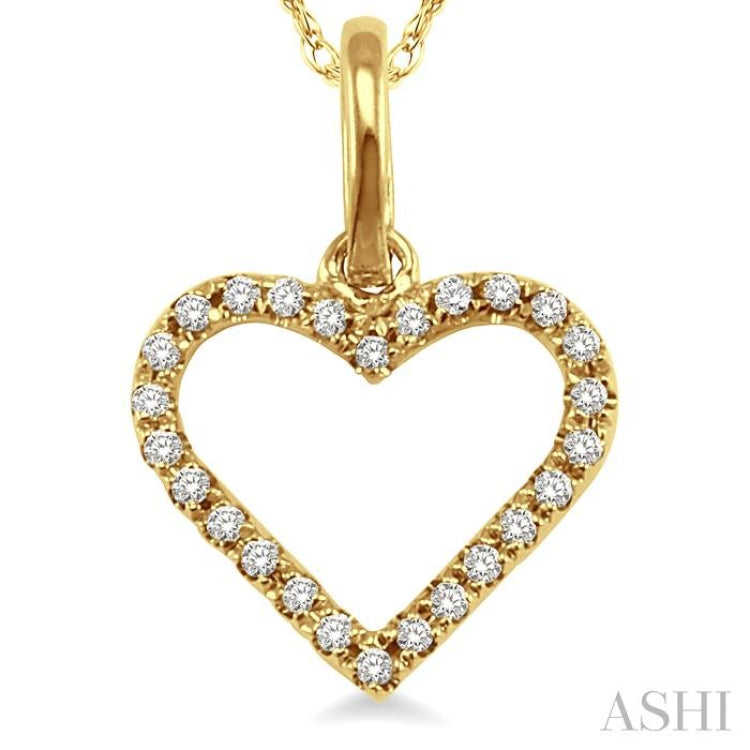 1/10 ctw Round Cut Diamond Heart Shape Pendant in 10K Yellow Gold with Chain