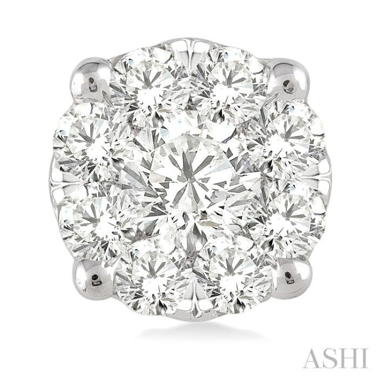 1 ctw Round Cut Lovebright Diamond Stud Earrings in 14K White Gold