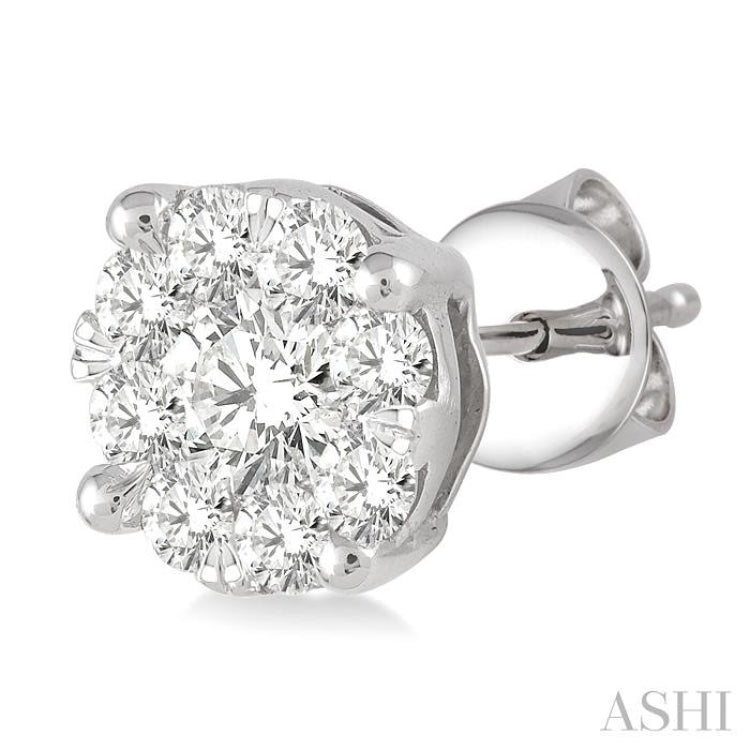 1 ctw Round Cut Lovebright Diamond Stud Earrings in 14K White Gold