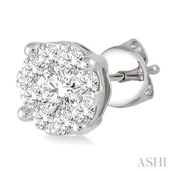 1 ctw Round Cut Lovebright Diamond Stud Earrings in 14K White Gold