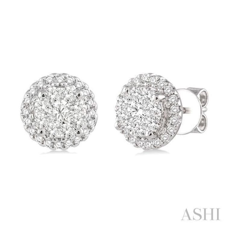 3/4 ctw Lovebright Round Cut Diamond Earrings in 14K White Gold