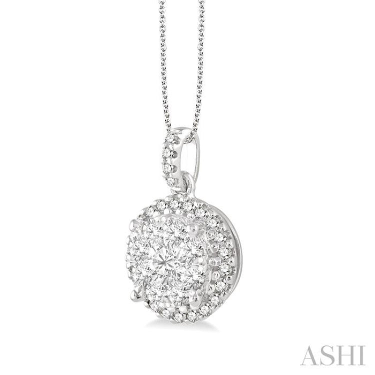 3/4 ctw Lovebright Round Cut Diamond Pendant in 14K White Gold with Chain