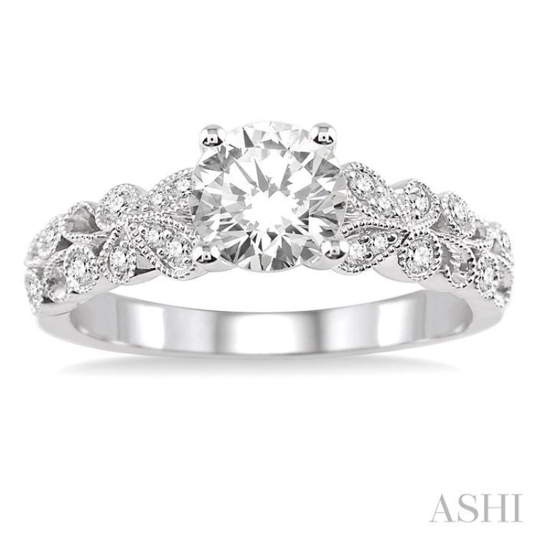 1/6 ctw Diamond Semi-Mount Engagement Ring in 14K White Gold