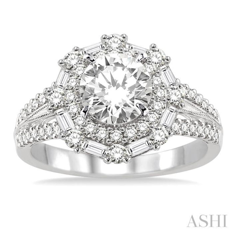 1 1/10 ctw Diamond Semi-Mount Engagement Ring in 14K White Gold