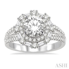 1 1/10 ctw Diamond Semi-Mount Engagement Ring in 14K White Gold