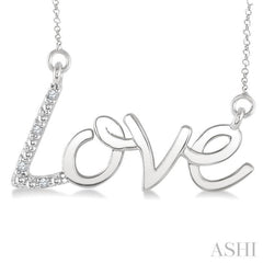 1/50 Ctw Single Cut Diamond Love Pendant with Chain in Sterling Silver