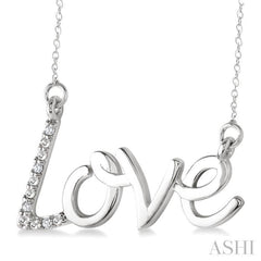 1/50 Ctw Single Cut Diamond Love Pendant with Chain in Sterling Silver
