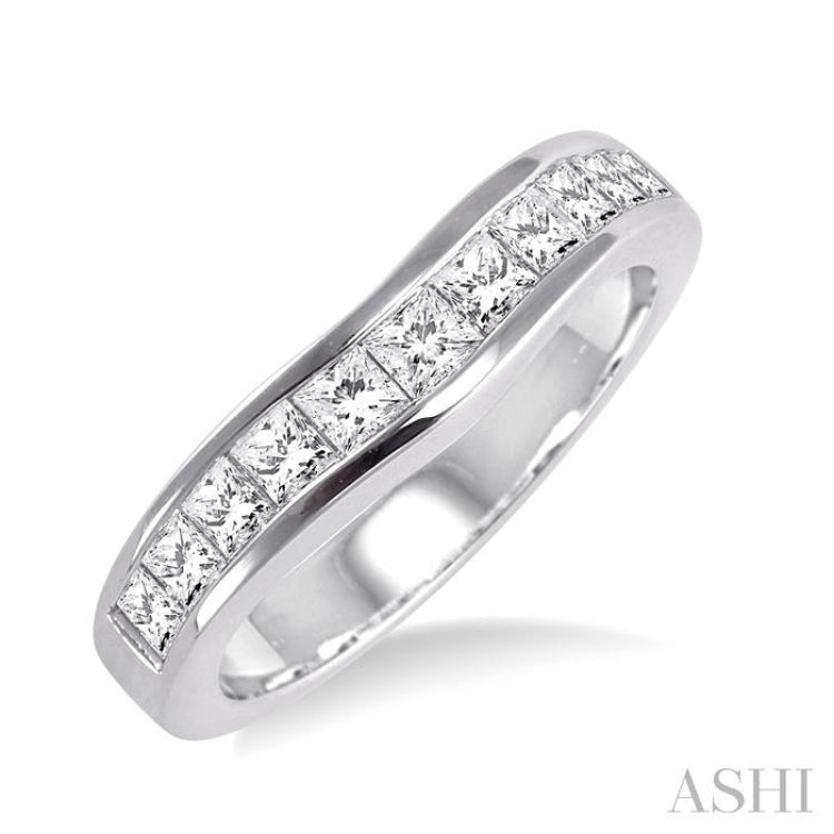 3/4 ctw Princess Cut Diamond Matching Wedding Band in 14K White Gold