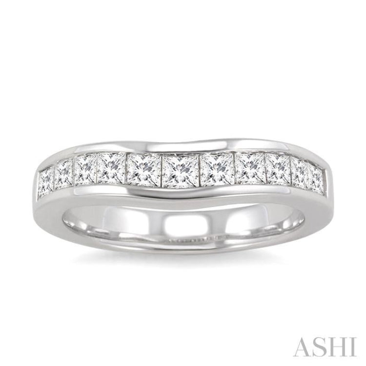 3/4 ctw Princess Cut Diamond Matching Wedding Band in 14K White Gold