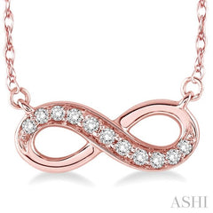 1/6 ctw Round Cut Diamond Infinity Petite Pendant in 14K Rose Gold with Chain
