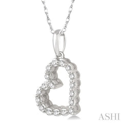 1/10 ctw Round Cut Diamond Heart Pendant in 10K White Gold with Chain