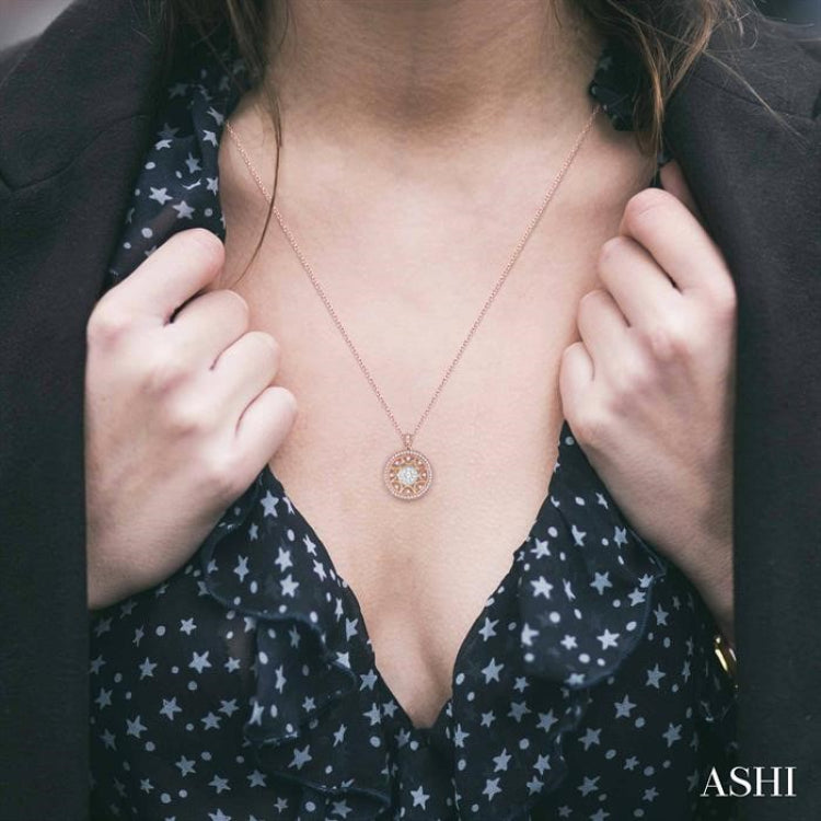 1 ctw Round Cut Diamond Lovebright Pendant in 14K Tri Color Gold with Chain