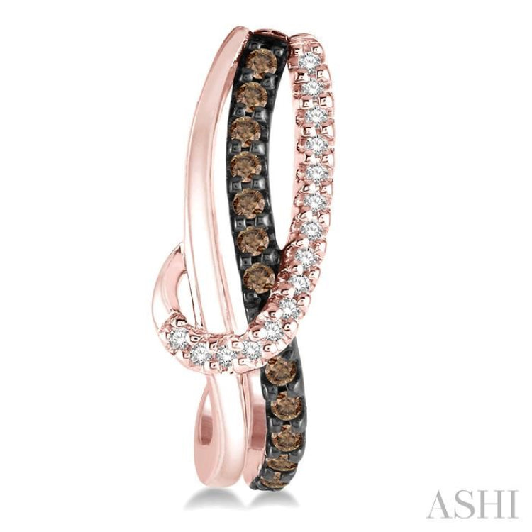 1/4 ctw Curvy Entwined White & Brown Round Cut Diamond Earrings in 10K Rose Gold