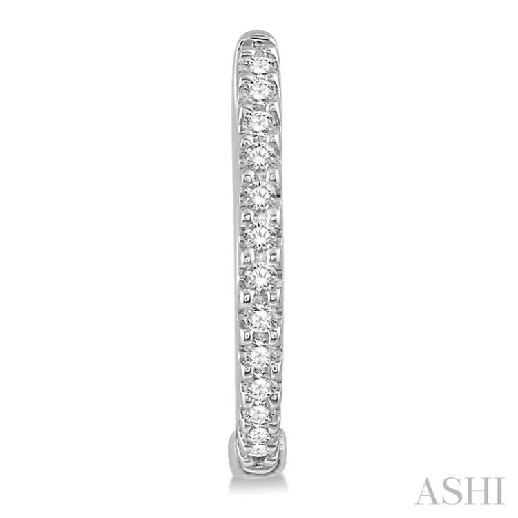1/5 ctw Round Cut Diamond Hoop Earrings in 10K White Gold