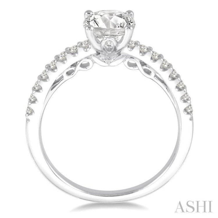 1/4 ctw Round Shape Semi-Mount Diamond Engagement Ring in 14K White Gold