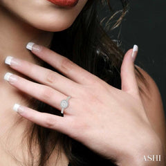 1/2 ctw Round Diamond Lovebright Halo Engagement Ring in 14K White and Yellow Gold