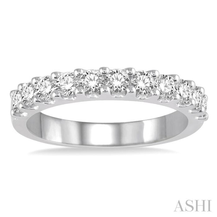 3/4 ctw Round Cut Diamond Wedding Band in 14K White Gold
