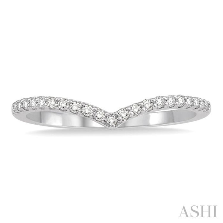 1/6 ctw Curve V-Drop Round Cut Diamond Ladies Ring in 14K White Gold