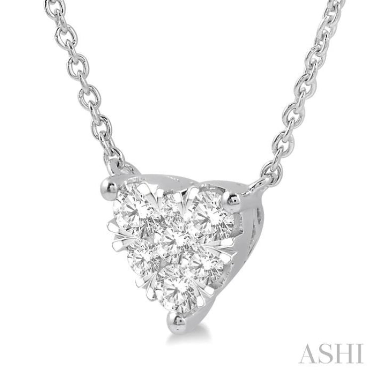 1/3 ctw Lovebright Diamond Heart Pendant With Chain in 14K White Gold
